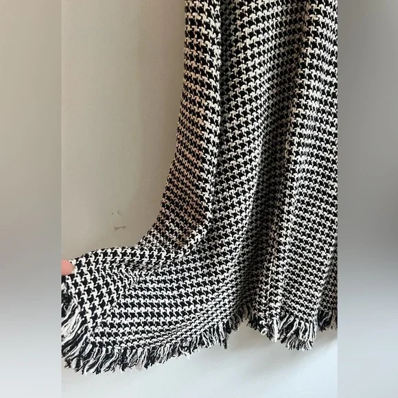 ZARA MIDI TWEED HERRINGBONE PINAFORE JUMPER DRESS BLACK WHITE BUTTONS MEDIUM - Picture 13 of 15